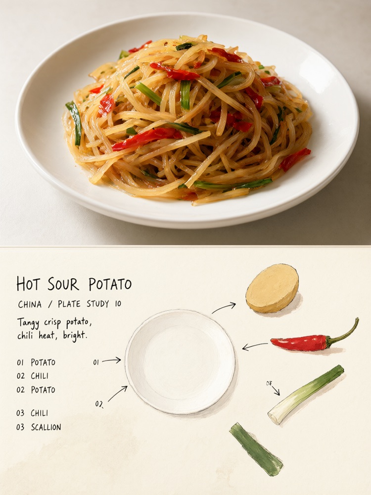酸辣土豆丝盘子研究图