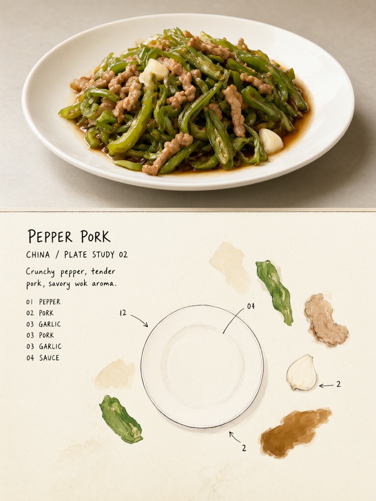 青椒肉丝盘子研究图
